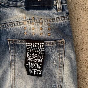 Ksubi Blue Straight Men Jeans with Gold Accents